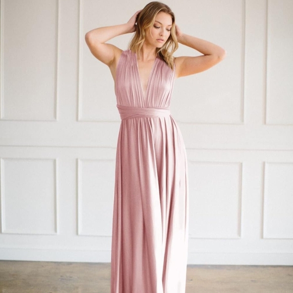 Convertible Infinity Dress & Bandeau Long Maxi Bridesmaid/Prom Dresse Sandalwood - Picture 4 of 7